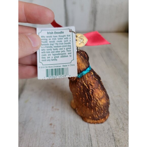 Old world Christmas Irish doodle dog glass ornament Xmas glitter - Picture 4 of 5